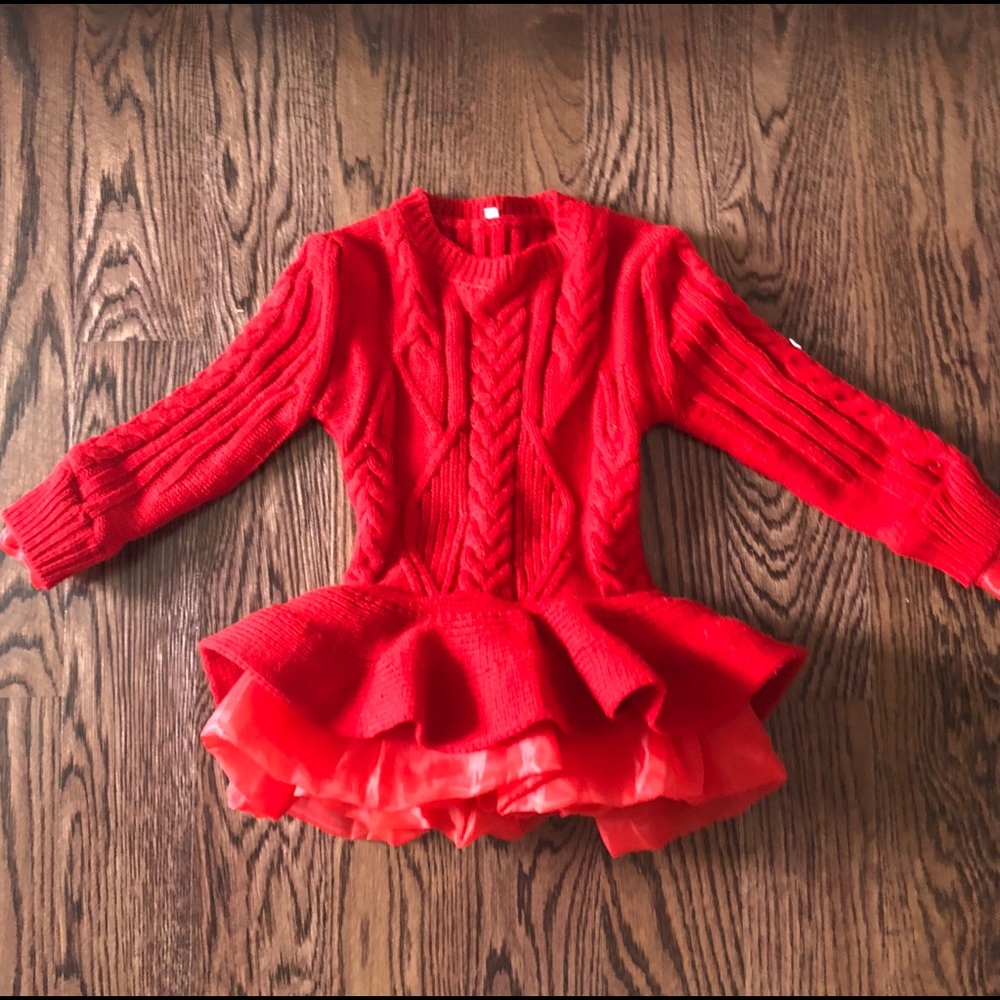 Girls Red Sweater Dress